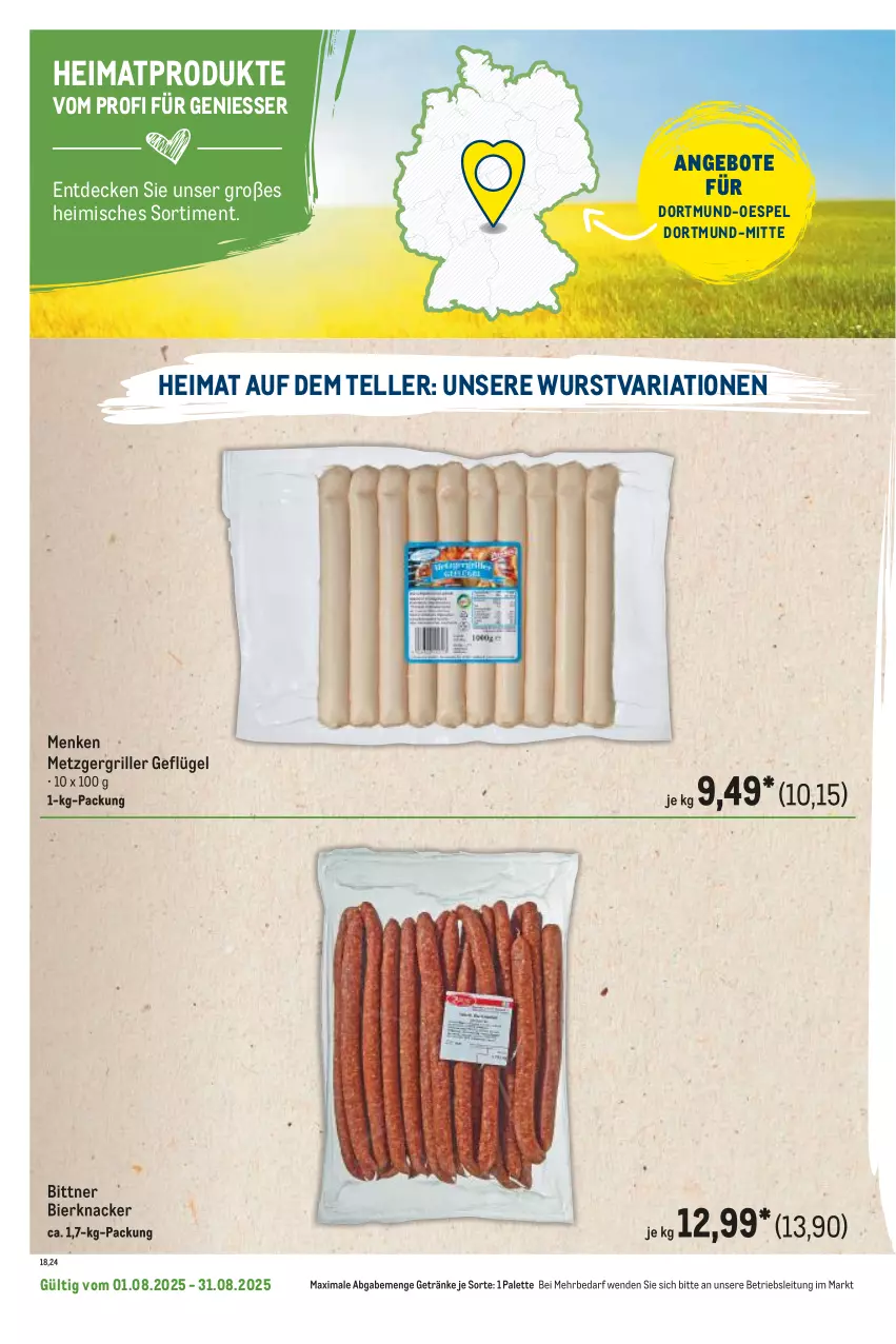Aktueller Prospekt Metro - Regionaler Flyer - von 01.08 bis 31.08.2025 - strona 34 - produkty: angebot, angebote, bier, decke, elle, Geflügel, getränk, getränke, grill, knacker, Palette, Ria, teller, Ti, wurst
