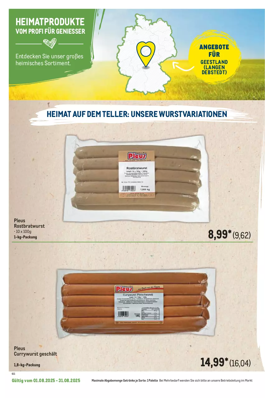 Aktueller Prospekt Metro - Regionaler Flyer - von 01.08 bis 31.08.2025 - strona 46 - produkty: angebot, angebote, bratwurst, curry, currywurst, decke, elle, getränk, getränke, Palette, Ria, rostbratwurst, teller, Ti, wurst