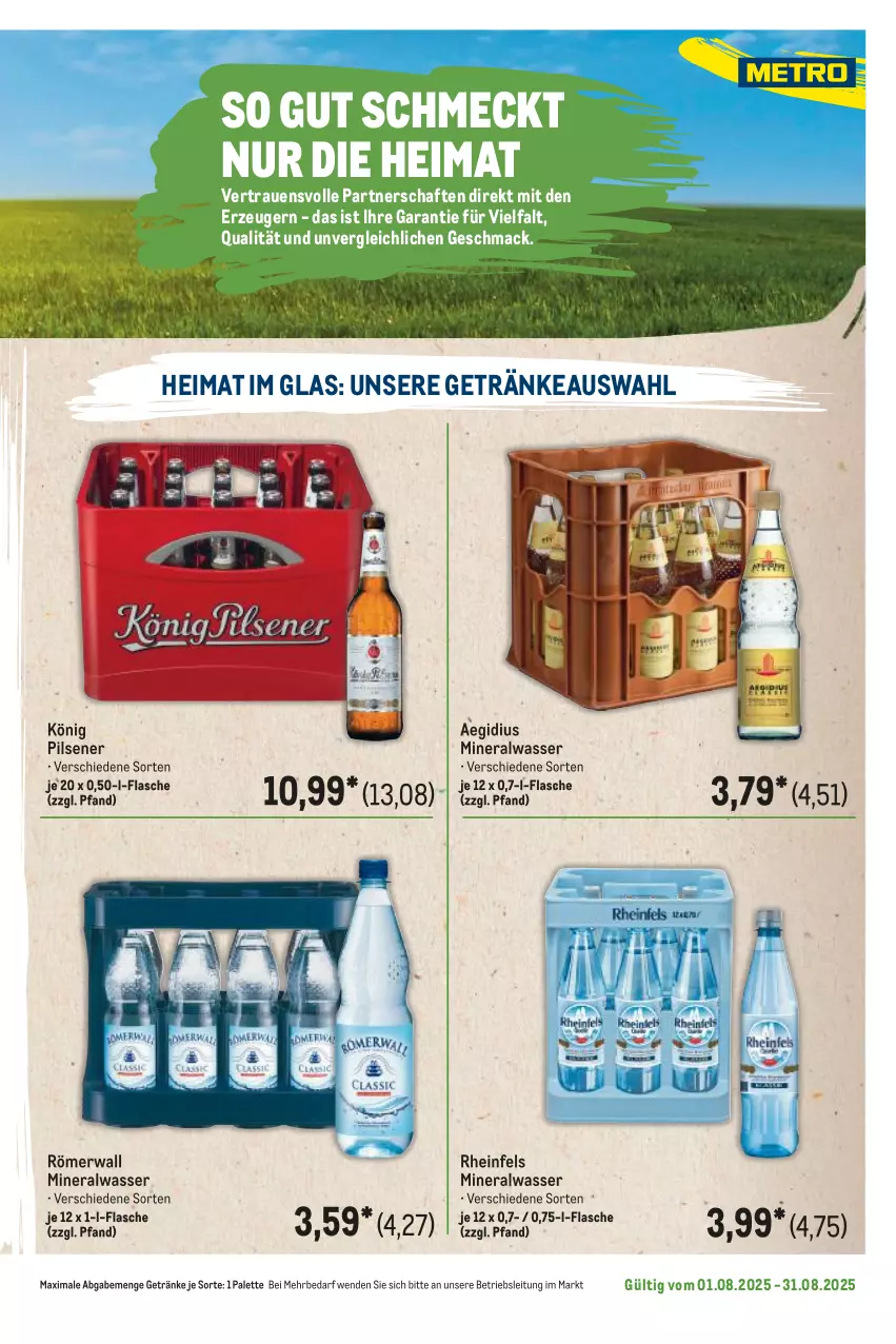 Aktueller Prospekt Metro - Regionaler Flyer - von 01.08 bis 31.08.2025 - strona 49 - produkty: aeg, Alwa, flasche, getränk, getränke, könig pilsener, mac, mineralwasser, Palette, pils, pilsener, Ti, wasser