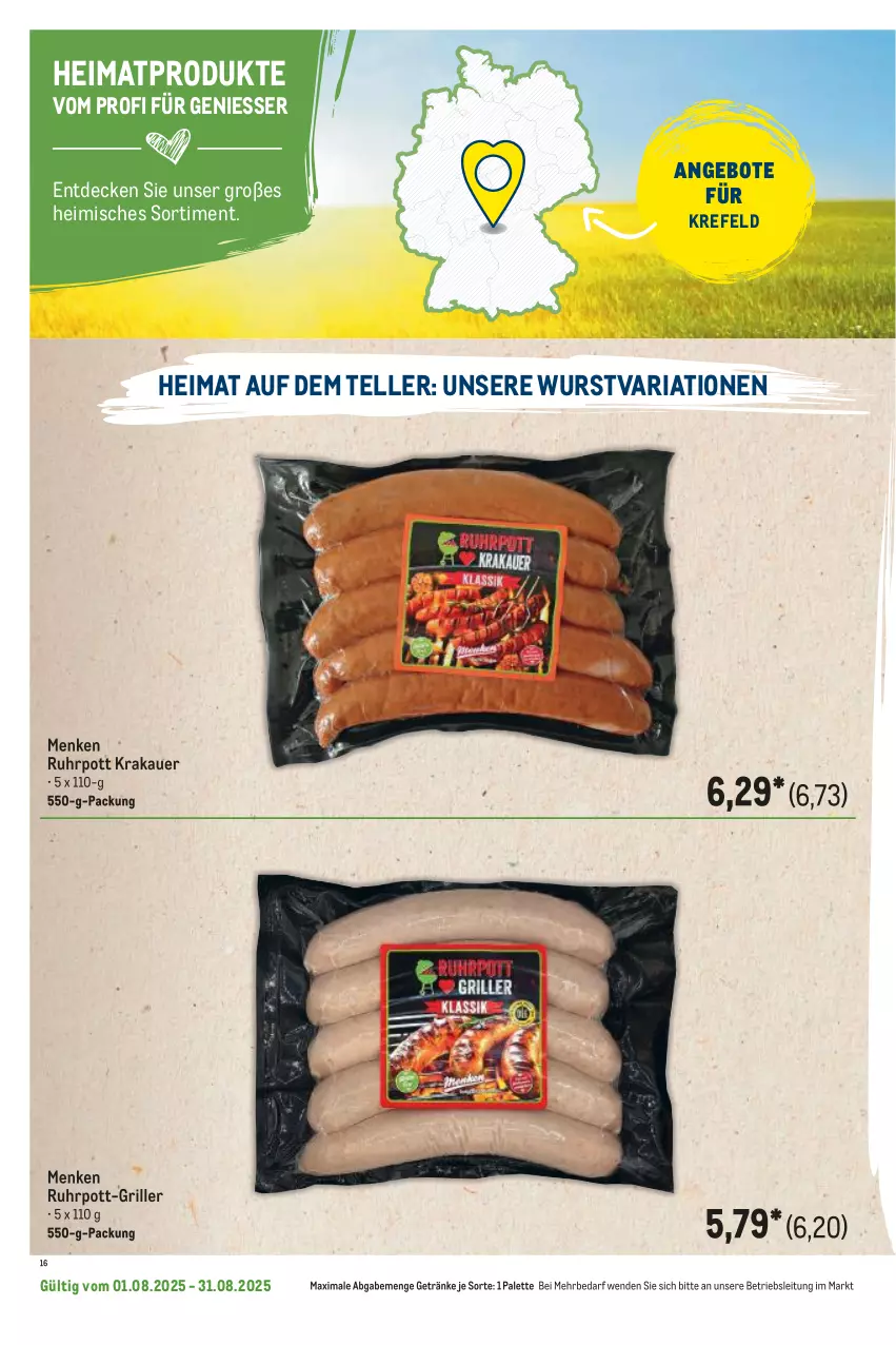 Aktueller Prospekt Metro - Regionaler Flyer - von 01.08 bis 31.08.2025 - strona 50 - produkty: angebot, angebote, auer, decke, elle, getränk, getränke, grill, krakauer, Palette, Ria, teller, Ti, uhr, wurst