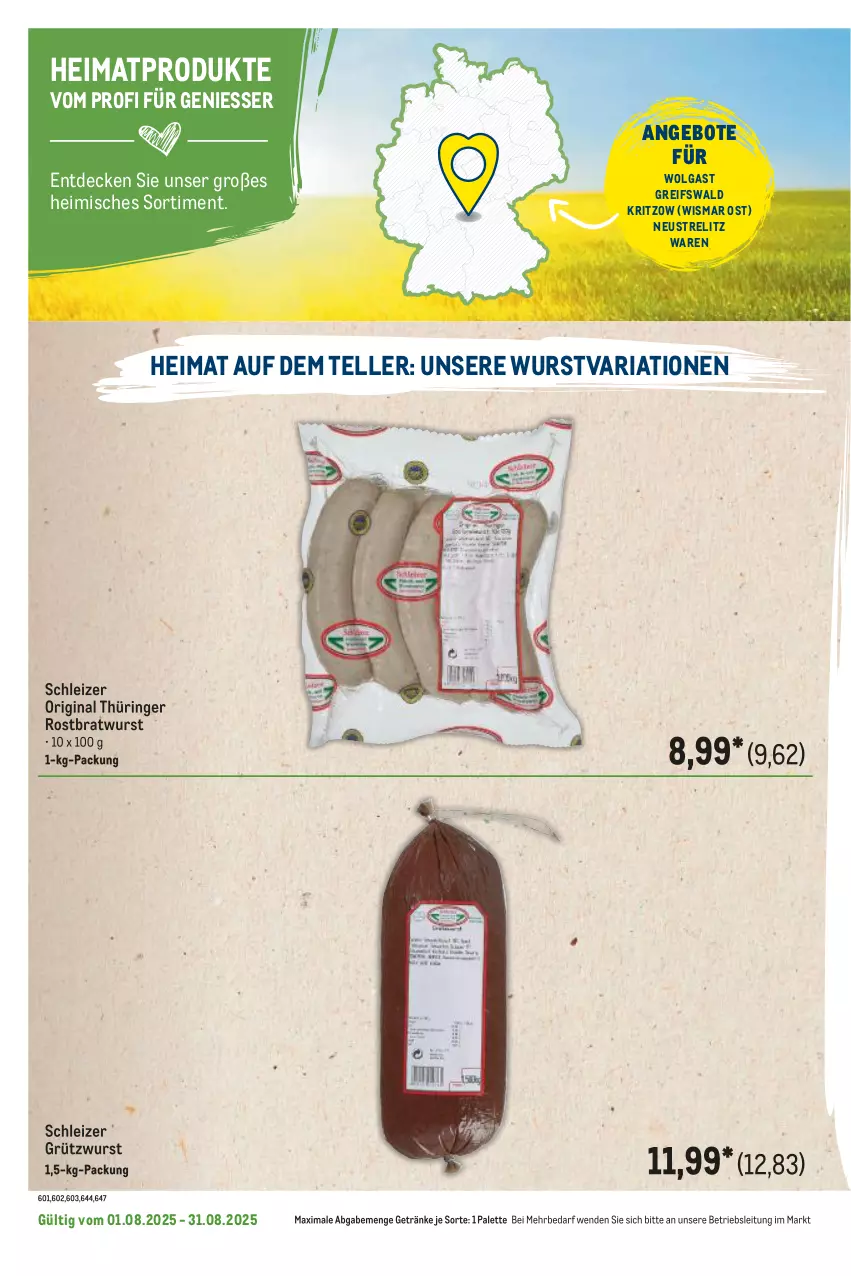 Aktueller Prospekt Metro - Regionaler Flyer - von 01.08 bis 31.08.2025 - strona 56 - produkty: angebot, angebote, bratwurst, decke, elle, getränk, getränke, gin, LG, original thüringer, Palette, rel, Ria, ring, rostbratwurst, teller, thüringer rostbratwurst, Ti, wurst
