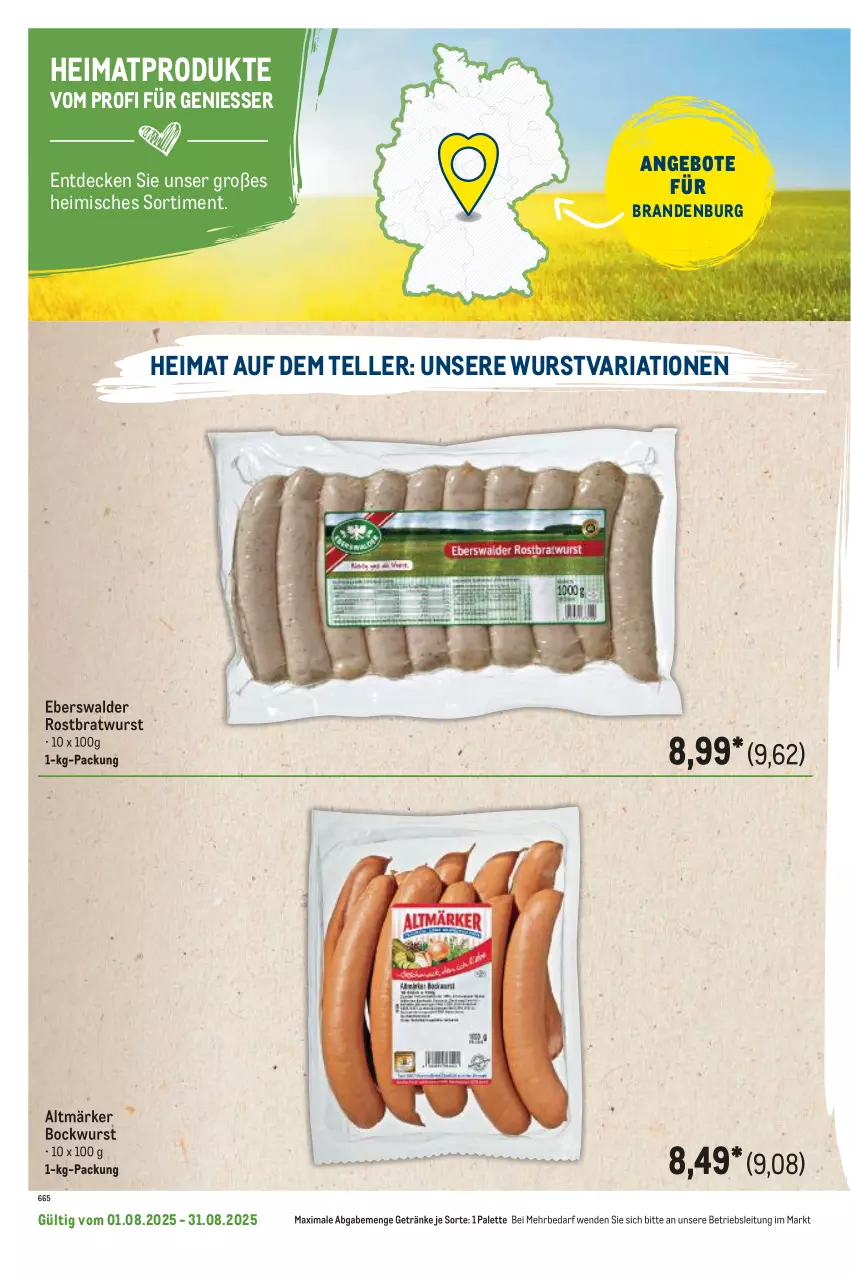 Aktueller Prospekt Metro - Regionaler Flyer - von 01.08 bis 31.08.2025 - strona 58 - produkty: angebot, angebote, bockwurst, bratwurst, decke, elle, getränk, getränke, Palette, Ria, rostbratwurst, teller, Ti, wurst