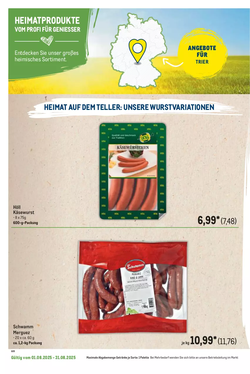 Aktueller Prospekt Metro - Regionaler Flyer - von 01.08 bis 31.08.2025 - strona 64 - produkty: angebot, angebote, decke, elle, getränk, getränke, Käse, Käsewurst, Palette, Ria, schwamm, teller, Ti, wurst