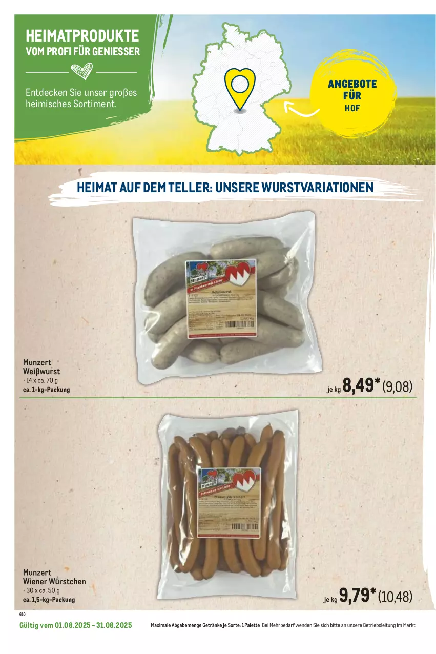 Aktueller Prospekt Metro - Regionaler Flyer - von 01.08 bis 31.08.2025 - strona 66 - produkty: angebot, angebote, decke, elle, getränk, getränke, Palette, Ria, teller, Ti, Weißwurst, wiener, wiener würstchen, wurst, würstchen