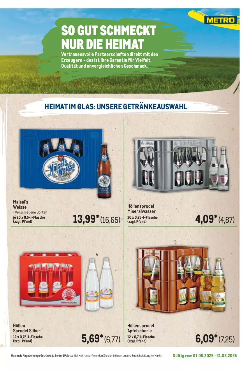 Aktueller Prospekt Metro - Regionaler Flyer - von 01.08 bis 31.08.2025 - strona 67 - produkty: Alwa, apfel, Apfelschorle, eis, flasche, getränk, getränke, mac, mais, mineralwasser, Palette, schorle, Sprudel, Ti, wasser