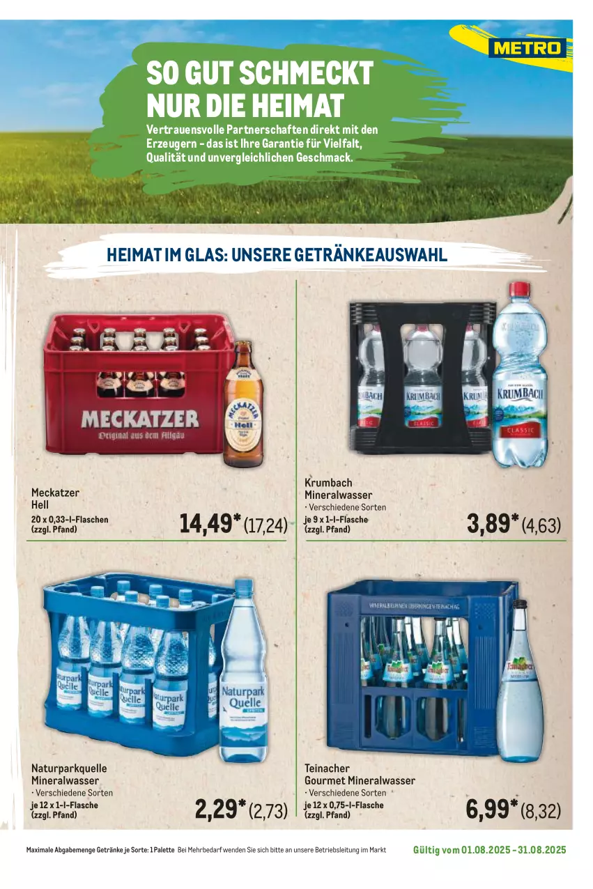 Aktueller Prospekt Metro - Regionaler Flyer - von 01.08 bis 31.08.2025 - strona 69 - produkty: Alwa, elle, flasche, getränk, getränke, krumbach, mac, mineralwasser, natur, Palette, rum, Ti, wasser