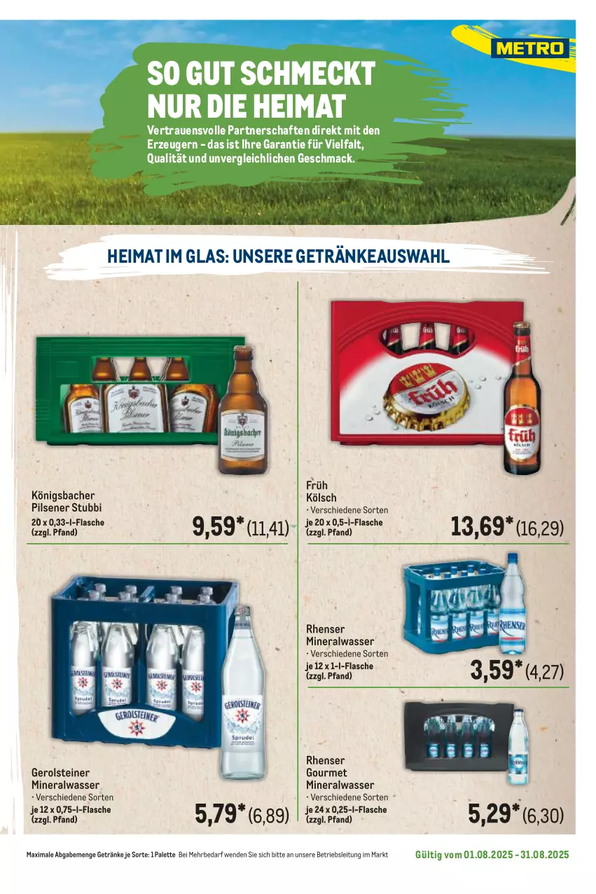 Aktueller Prospekt Metro - Regionaler Flyer - von 01.08 bis 31.08.2025 - strona 73 - produkty: Alwa, flasche, Früh Kölsch, gerolsteine, gerolsteiner, getränk, getränke, mac, mineralwasser, Palette, pils, pilsener, steiner, Ti, wasser