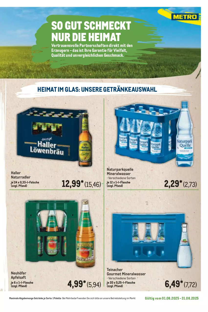Aktueller Prospekt Metro - Regionaler Flyer - von 01.08 bis 31.08.2025 - strona 89 - produkty: Alwa, apfel, apfelsaft, elle, flasche, getränk, getränke, mac, mineralwasser, natur, Palette, radler, saft, Ti, wasser