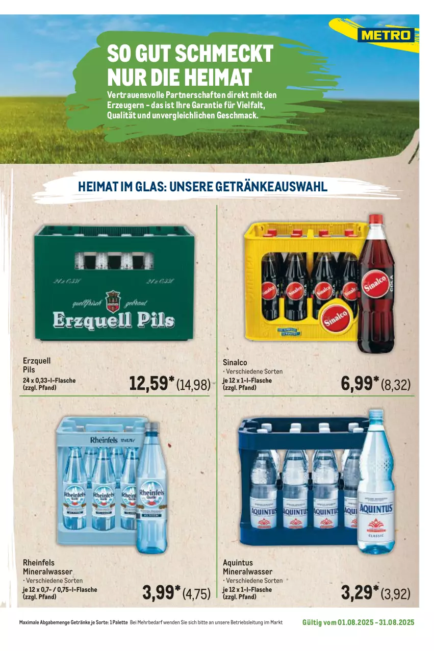 Aktueller Prospekt Metro - Regionaler Flyer - von 01.08 bis 31.08.2025 - strona 9 - produkty: Alwa, flasche, getränk, getränke, mac, mineralwasser, Palette, pils, sinalco, Ti, wasser
