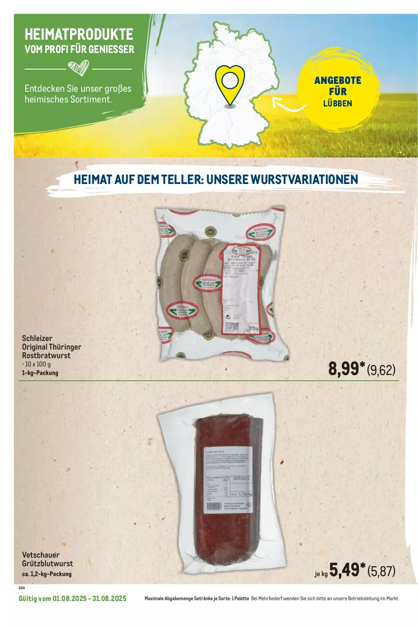 Aktueller Prospekt Metro - Regionaler Flyer - von 01.08 bis 31.08.2025 - strona 92 - produkty: angebot, angebote, auer, bratwurst, decke, elle, getränk, getränke, gin, original thüringer, Palette, Ria, ring, rostbratwurst, teller, thüringer rostbratwurst, Ti, wurst
