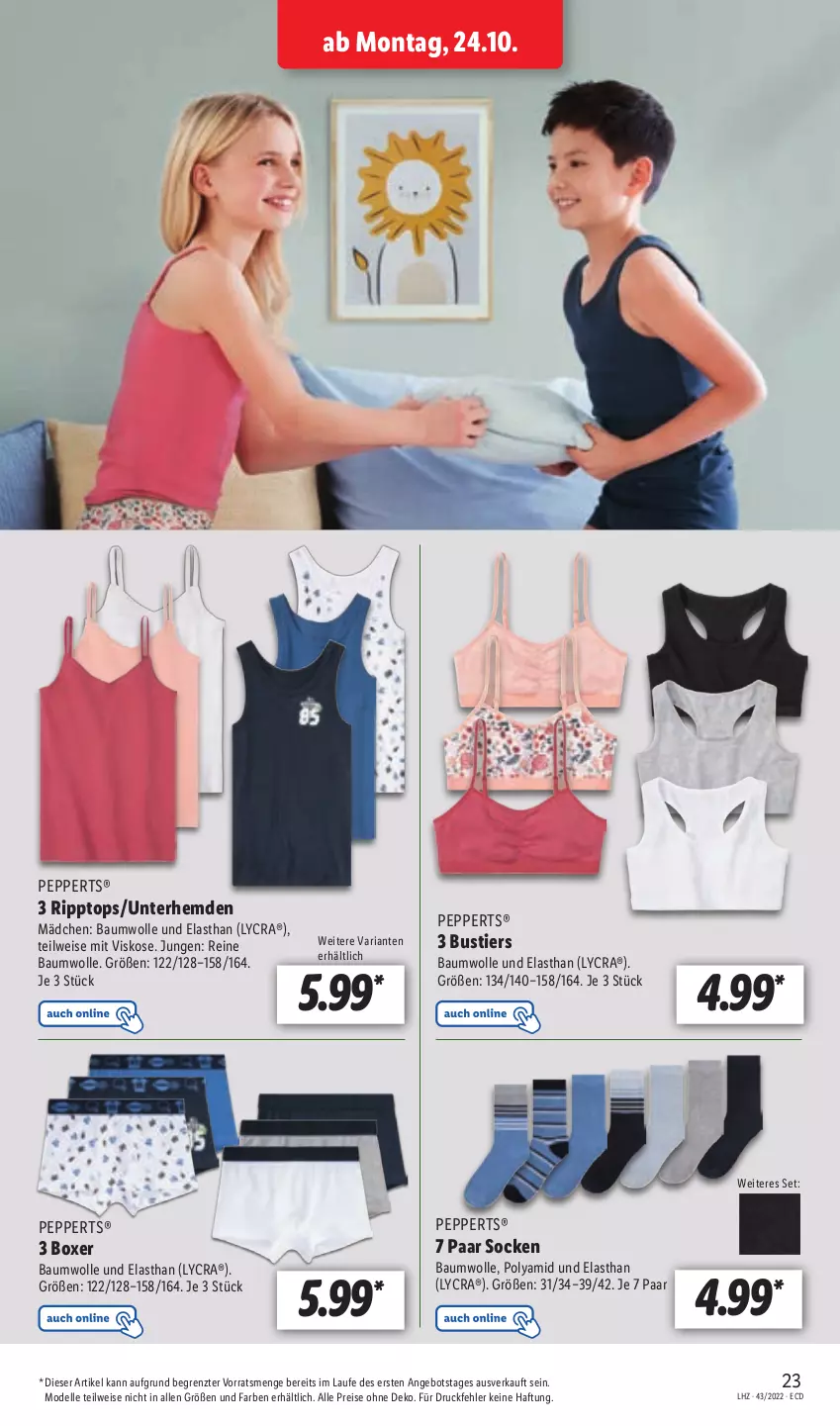 Aktueller Prospekt Lidl - Aktionsprospekt - von 24.10 bis 29.10.2022 - strona 25 - produkty: angebot, Bau, baumwolle, dell, eis, elle, hemd, hemden, Mode, reine baumwolle, reis, Ria, socken, Stier, Ti, Unterhemd, unterhemden, wolle, ZTE