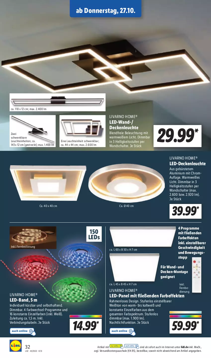 Aktueller Prospekt Lidl - Aktionsprospekt - von 24.10 bis 29.10.2022 - strona 34 - produkty: beleuchtung, bürste, decke, deckenleuchte, fernbedienung, led-deckenleuchte, leds, Leuchte, Nachtlicht, ndk, rum, Schal, Schale, Spektrum, Ti