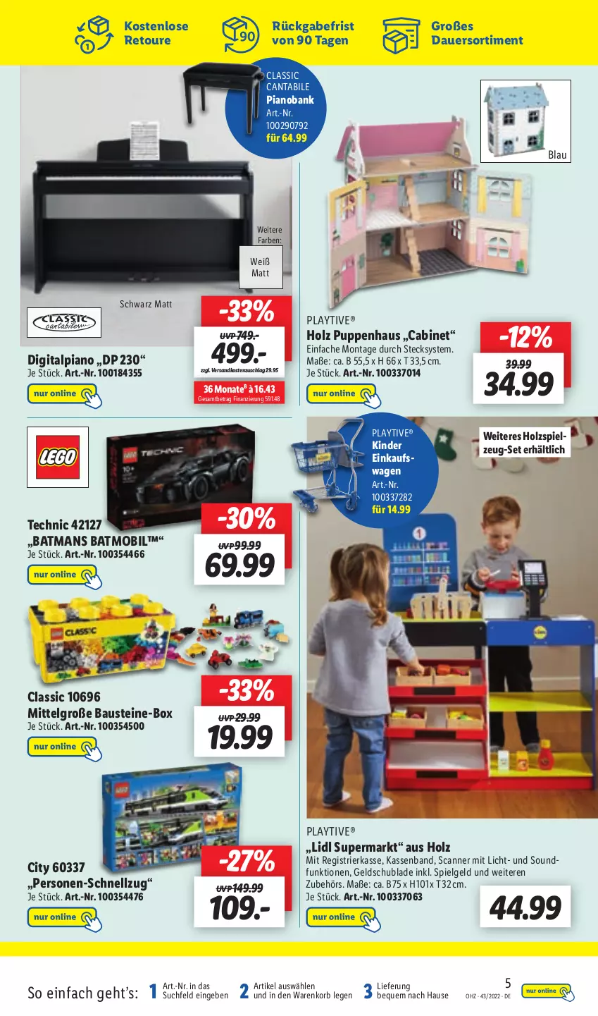 Aktueller Prospekt Lidl - Aktionsprospekt - von 24.10 bis 29.10.2022 - strona 55 - produkty: alpia, auer, aust, Bank, Bau, Digitalpiano, Holz, Kinder, korb, LG, ndk, Puppe, Scanner, spielzeug, Technic, Ti