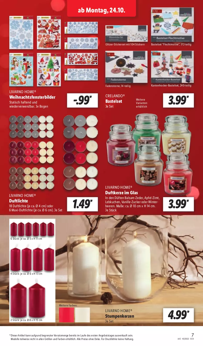 Aktueller Prospekt Lidl - Aktionsprospekt - von 24.10 bis 29.10.2022 - strona 7 - produkty: angebot, apfel, balsam, beere, beeren, dell, Duftkerze, eis, Elan, elle, fenster, hocker, Kantenhocker, kerze, kuchen, Lebkuchen, Mode, reis, rel, Ria, rwe, Ti, tisch, vanille, ZTE, zucker