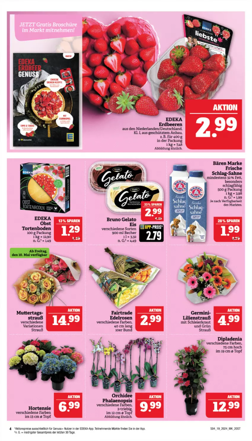 Aktueller Prospekt Marktkauf - Prospekt - von 05.05 bis 11.05.2024 - strona 4 - produkty: aktionspreis, Bau, Becher, deka, dip, dipladenia, eier, eis, Germ, hortensie, Kraut, nuss, phalaenopsis, reis, Ria, rosen, sahne, Ti, topf, torte, ZTE