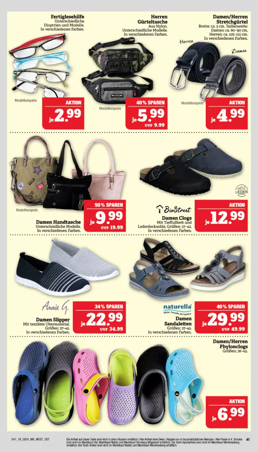 Aktueller Prospekt Marktkauf - Prospekt - von 05.05 bis 11.05.2024 - strona 41 - produkty: bett, Brei, Clogs, decksohle, dell, eis, elle, erde, gürteltasche, Handtasche, Hylo, Laufen, LG, Mode, natur, Naturella, reis, rel, Ria, sandale, schuhe, slip, Slipper, Spiele, Tasche, Ti