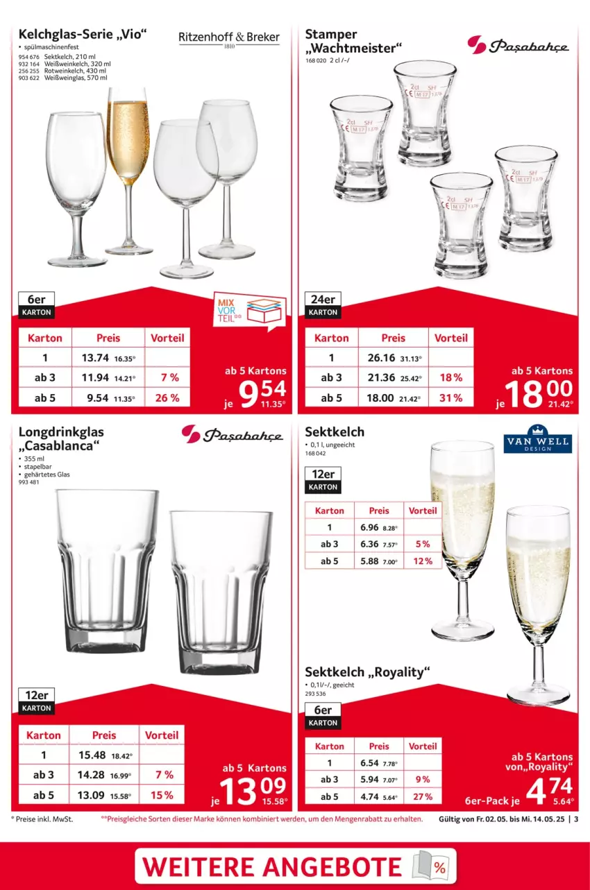 Aktueller Prospekt Selgros - Staffelpreise - von 02.05 bis 14.05.2025 - strona 3 - produkty: angebot, angebote, drink, eis, erde, Meister, reis, rotwein, sekt, spülmaschinen, Ti, wein, Weißwein, Weißweinglas