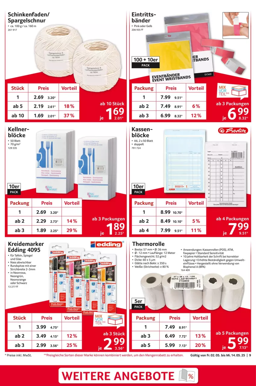 Aktueller Prospekt Selgros - Staffelpreise - von 02.05 bis 14.05.2025 - strona 9 - produkty: angebot, angebote, Brei, eis, erde, hama, honig, Kreide, Kreidemarker, lachs, lachsschinken, orange, papier, reis, rwe, schinken, spargel, spiegel, Ti