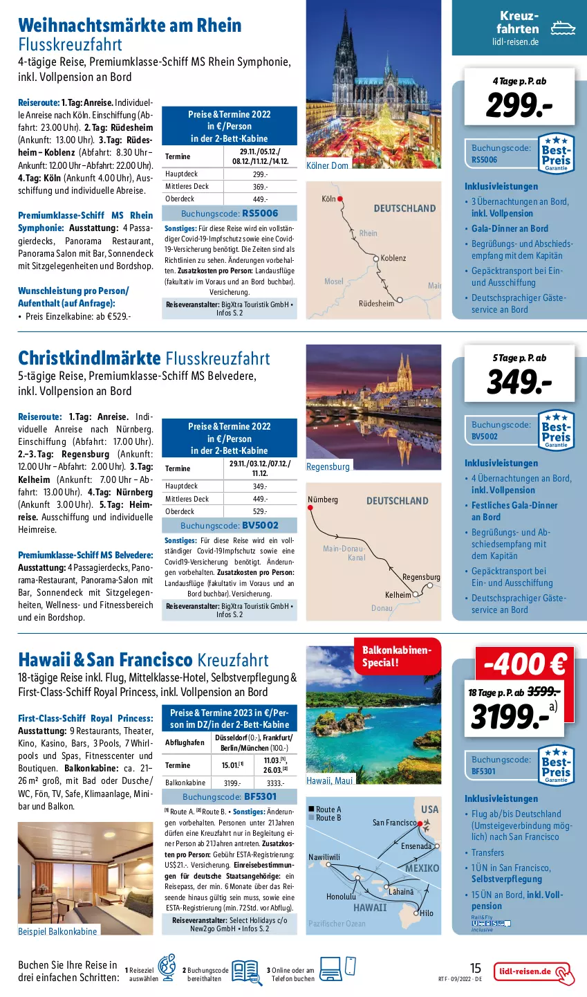 Aktueller Prospekt Lidl - Themenflyer September 2022 - von 14.09 bis 12.11.2022 - strona 15 - produkty: Bad, balkonkabine, beispiel balkonkabine, bett, Brei, buch, dusche, eis, elle, ente, erde, individuelle abreise, inklusivleistungen, pool, rama, reis, reiseveranstalter, Sport, telefon, Thea, Ti, uhr, Whirlpool