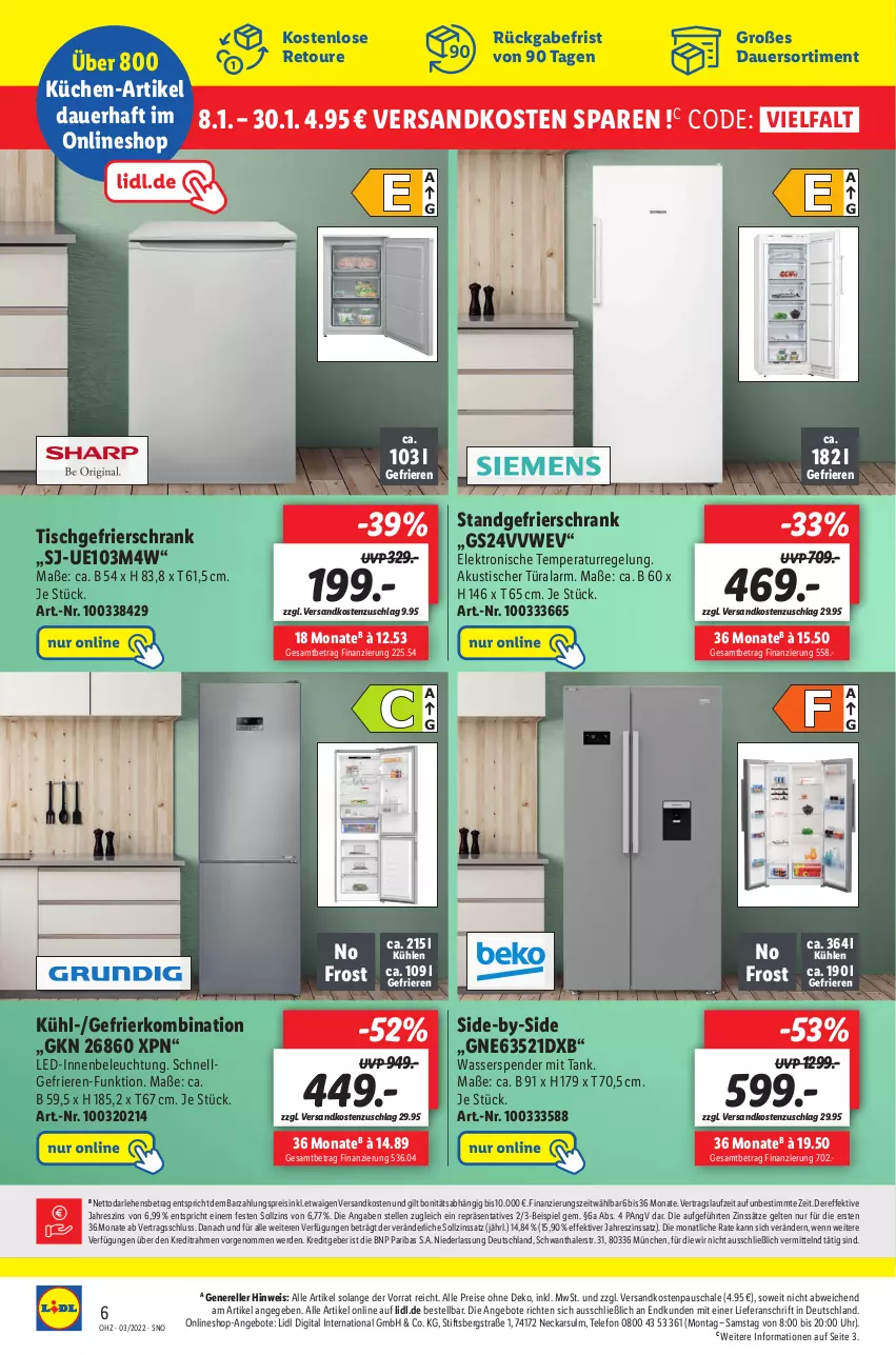 Aktueller Prospekt Lidl - Wochen-Highlights im Onlineshop - von 17.01 bis 23.01.2022 - strona 6 - produkty: angebot, angebote, auer, beleuchtung, eis, Elektro, elle, erde, gefrierkombination, gefrierschrank, küche, Küchen, LG, ndk, reis, rel, Schal, Schale, Schrank, telefon, Ti, tisch, uhr, wasser