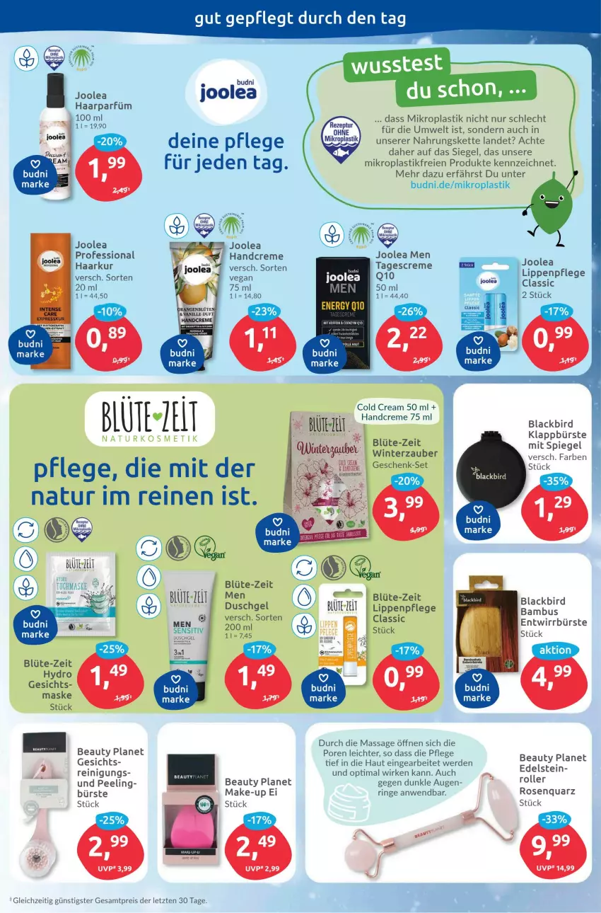 Aktueller Prospekt Budni - Prospekte - von 07.11 bis 12.11.2022 - strona 10 - produkty: asti, Blüte, bürste, creme, duschgel, eis, erde, handcreme, Kette, lack, Lippenpflege, Make-up, Maske, natur, nuss, Peeling, Reinigung, reis, ring, Roller, rosen, spiegel, tagescreme, Ti, ZTE