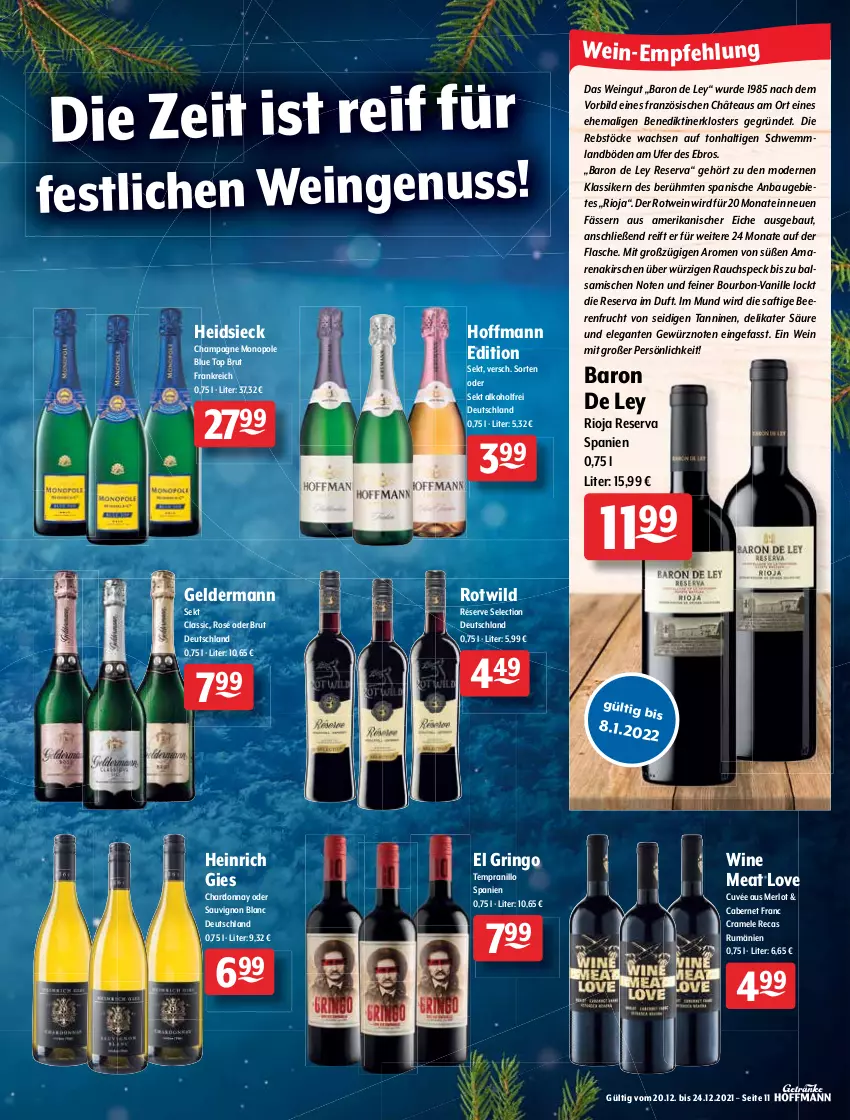 Aktueller Prospekt Getraenke Hoffmann - Prospekte - von 20.12 bis 24.12.2021 - strona 11 - produkty: Absolut Vodka, alkohol, Amarenakirschen, Amaretto, Apple, balsam, Bau, beere, beeren, Benediktiner, bourbon, brut, cabernet, Cap, champagne, chardonnay, cuvée, dry gin, eier, flasche, frucht, geldermann, gewürz, gin, Gorbatschow, Havana Club, jim beam, kirsch, kirsche, kirschen, mac, merl, merlot, Mode, nuss, orange, Rauch, ring, rioja, rotwein, rum, rwe, saft, sauvignon, sauvignon blanc, scotch, scotch whisky, sekt, single malt, Speck, tempranillo, Ti, vanille, vodka, wein, weinbrand, whisky, Wild, wodka