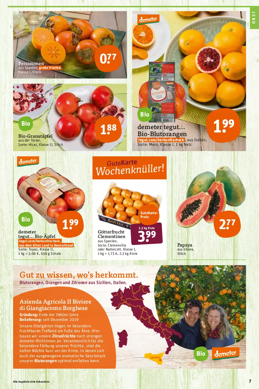 Aktueller Prospekt Tegut - Angebote der Woche - von 24.01 bis 29.01.2022 - strona 9 - produkty: angebot, angebote, Bau, bio, Blutorange, clementinen, cola, dekoration, eis, frucht, früchte, grana, Granatäpfel, Liege, mac, obst, orange, orangen, Papaya, Rana, reis, Ricola, Schal, Schale, sim, Ti, tisch, zitrone, zitronen