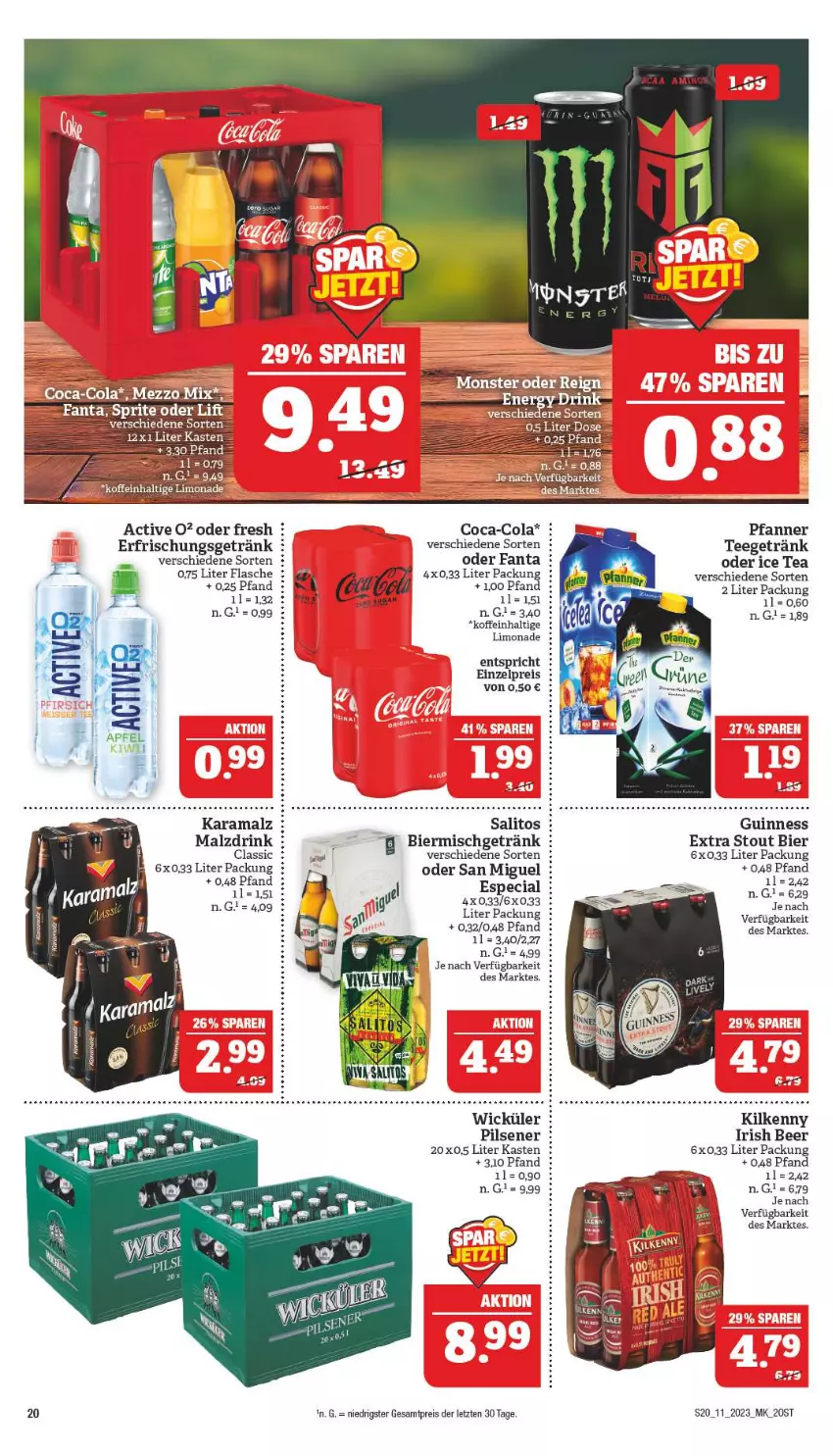 Aktueller Prospekt Marktkauf - Prospekt - von 12.03 bis 18.03.2023 - strona 20 - produkty: bier, coca-cola, cola, drink, eis, erfrischungsgetränk, fanta, flasche, getränk, Guinness, ice tea, karamalz, Kilkenny, limo, limonade, malz, pfanne, Pfanner, pils, pilsener, rama, reis, tee, Ti, WICK, ZTE