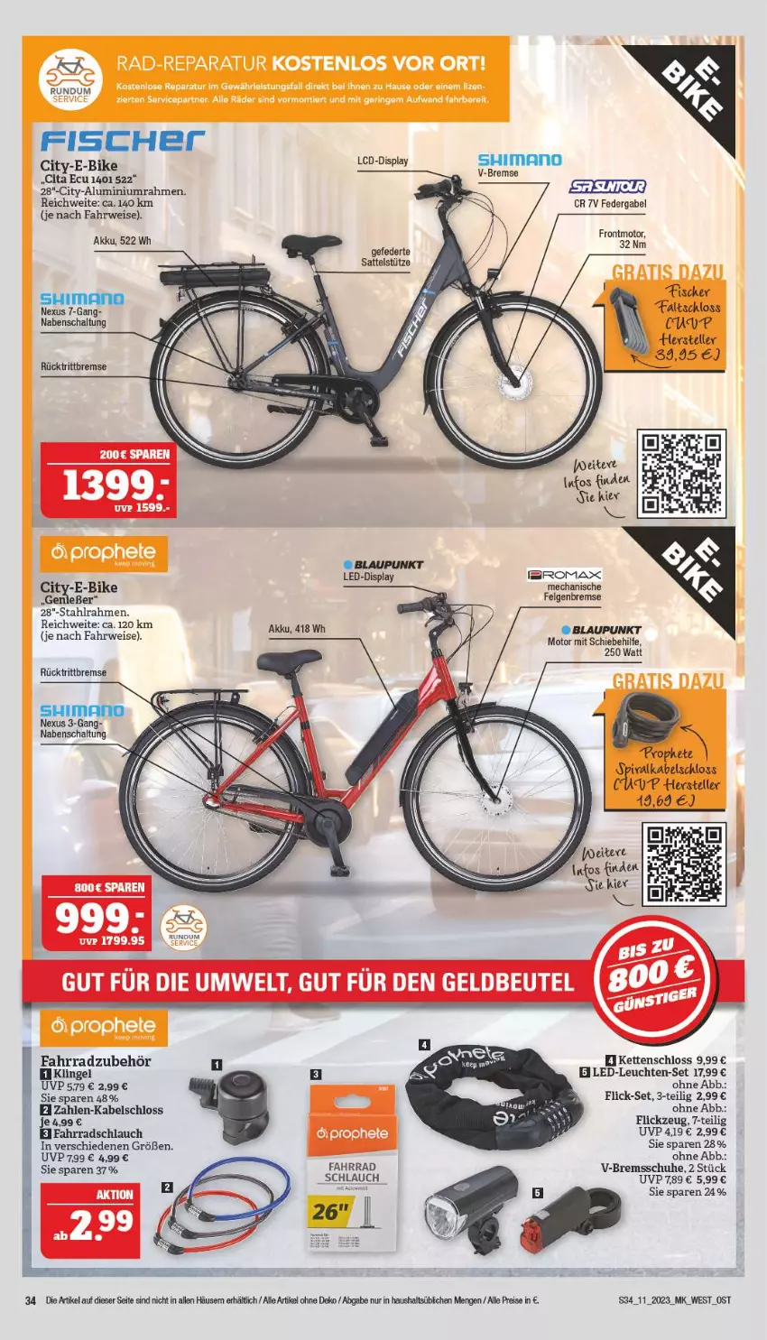 Aktueller Prospekt Marktkauf - Prospekt - von 12.03 bis 18.03.2023 - strona 34 - produkty: akku, blaupunkt, E-Bike, eis, elle, Fahrrad, felgen, fisch, fische, Fischer, gabel, Kette, LED-Leuchte, Leuchte, leuchten, LG, nexus, reis, rücktrittbremse, rwe, sattel, sattelstütze, Schal, schlauch, schuhe, shimano, teller, Ti