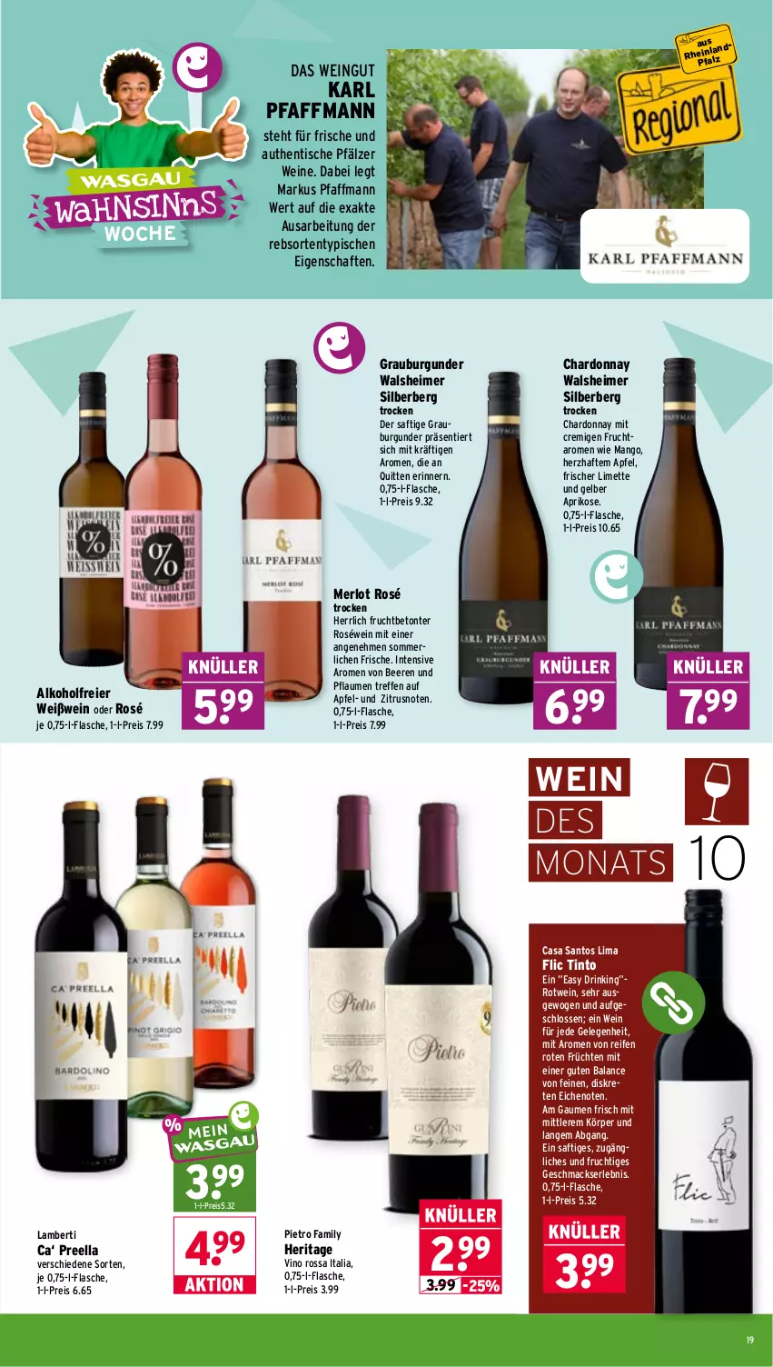 Aktueller Prospekt Wasgau - von 28.09 bis 02.10.2026 - strona 19 - produkty: alkohol, Amber, apfel, aprikose, beere, beeren, burgunder, chardonnay, drink, eier, eimer, eis, flasche, frucht, früchte, früchten, grauburgunder, limette, mac, mango, merl, merlot, Mett, pflaume, pflaumen, reifen, reis, roséwein, rotwein, saft, Ti, tisch, wein, weine, Weißwein