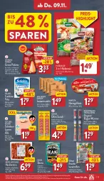 Gazetka promocyjna Aldi Nord - Von Montag - Gazetka - ważna od 11.11 do 11.11.2023 - strona 27 - produkty: Asia Green Garden, beanz, beutel, bohne, bohnen, braten, burger, eis, elle, feta, filet, filets, frucht, geback, gin, grana, grana padano, hawesta, heinz, hering, Herings, karamell, knoblauch, lyoner, milch, nudel, nudeln, padano, Rana, reis, ring, rügenwalder, salakis, sauce, schinken, Spezi, Sucuk, Ti, tisch, tomate, tomaten, tomatensauce, Weiße Bohnen, wurst, Yo, ZTE