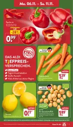 Gazetka promocyjna Aldi Nord - Von Montag - Gazetka - ważna od 11.11 do 11.11.2023 - strona 3 - produkty: aldi, angebot, beutel, bio, eis, kartoffel, kartoffeln, möhren, paprika, paprika rot, reis, speisekartoffeln, speisemöhren, Ti, trolli, zitrone, zitronen, ZTE