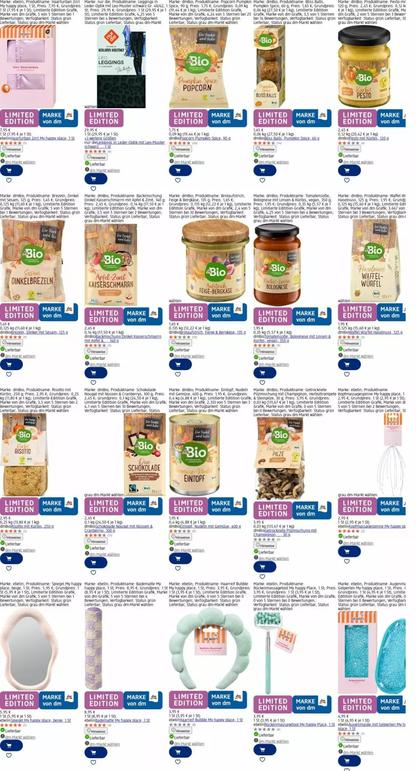 Aktueller Prospekt Dm Drogerie - Prospekte - von 15.09 bis 24.09.2025 - strona 10 - produkty: apfel, aufstrich, backmischung, Bad, badematte, ball, Bergkäse, bio, bolognese, brezel, Brezeln, brot, brotaufstrich, champignon, cranberry, eier, eintopf, eis, gin, haselnuss, Kaiser, Kaiserschmarrn, Käse, Kürbis, leggings, linsen, mit gemüse, nudel, nudeln, nuss, perlen, pesto, pilze, Pilzmischung, popcorn, reis, risotto, schoko, schokolade, sesam, Soße, spiegel, Steinpilze, tee, Ti, tomate, tomaten, topf, würfel