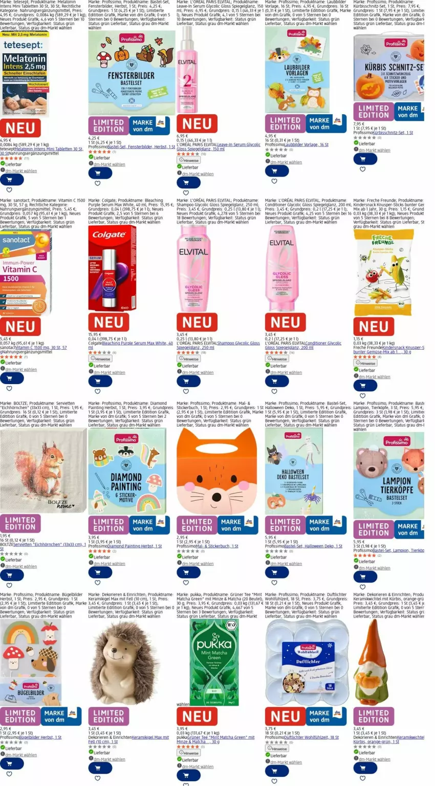 Aktueller Prospekt Dm Drogerie - Prospekte - von 15.09 bis 24.09.2025 - strona 14 - produkty: akku, beutel, buch, bügel, colgate, eis, elvital, fenster, freche freunde, grüner tee, hörnchen, Kinder, Kürbis, l'oreal, LG, Max White, mint, minze, Mixa, orange, Profissimo, reis, rel, rum, Serum, Serviette, servietten, shampoo, sim, snack, spiegel, Stickerbuch, tablet, tablett, Tablette, tee, Ti, vita, Vitamin C, werkzeug, Wichtel