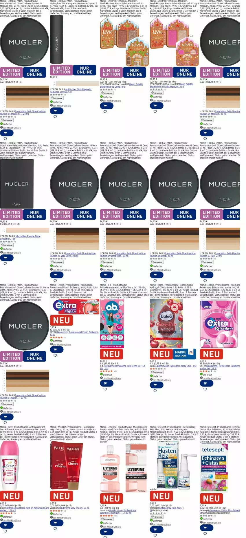 Aktueller Prospekt Dm Drogerie - Prospekte - von 15.09 bis 24.09.2025 - strona 4 - produkty: alkohol, Antitranspirant, Bebe, beere, butter, creme, deo, deo roll-on, dove, Echinacea, eier, eis, erdbeere, fleisch, handcreme, kaugummi, l'oreal, lack, Lacke, listerine, loreal, Maske, medizinprodukt, mint, mundspülung, O.b., ohne alkohol, Palette, reis, roll-on, slip, spülung, swirl, tablet, tablett, Tablette, tee, tender, Ti, Unterwäsche, weleda, zucker