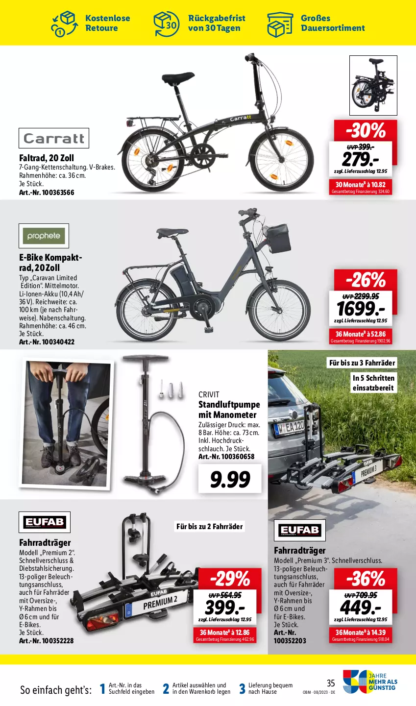 Aktueller Prospekt Lidl - August-Highlights im Onlineshop - von 01.08 bis 31.08.2023 - strona 35 - produkty: akku, auer, beleuchtung, crivit, dell, E-Bike, E-Bikes, eis, Fahrrad, Kette, korb, Mode, rwe, Schal, schlauch, Ti