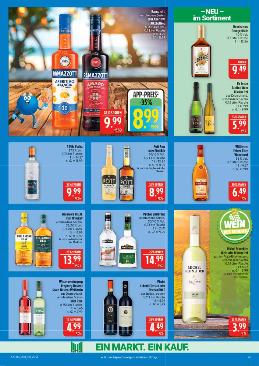 Aktueller Prospekt Marktkauf - Prospekt - von 18.01 bis 24.01.2026 - strona 25 - produkty: alkohol, chia, chianti, classico, eier, eierlikör, eis, flasche, irish whiskey, likör, Michel Schneider, orange, orangen, pircher, Reinigung, reis, riserva, Ti, tullamore, wein, Weißwein, whiskey, wilthener