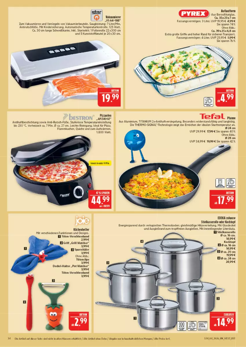 Aktueller Prospekt Marktkauf - Prospekt - von 18.01 bis 24.01.2026 - strona 34 - produkty: auto, beutel, decke, Deckel, deka, eis, flammkuchen, Glasdeckel, grill, Kinder, Kochtopf, küche, kuchen, Küchen, Küchenhelfer, lamm, Liege, nuss, pfanne, pizza, pyrex, Quiche, Reinigung, reis, Signal, Sport, stielkasserolle, tefal, Ti, tisch, topf, Tüte, Vakuumierer