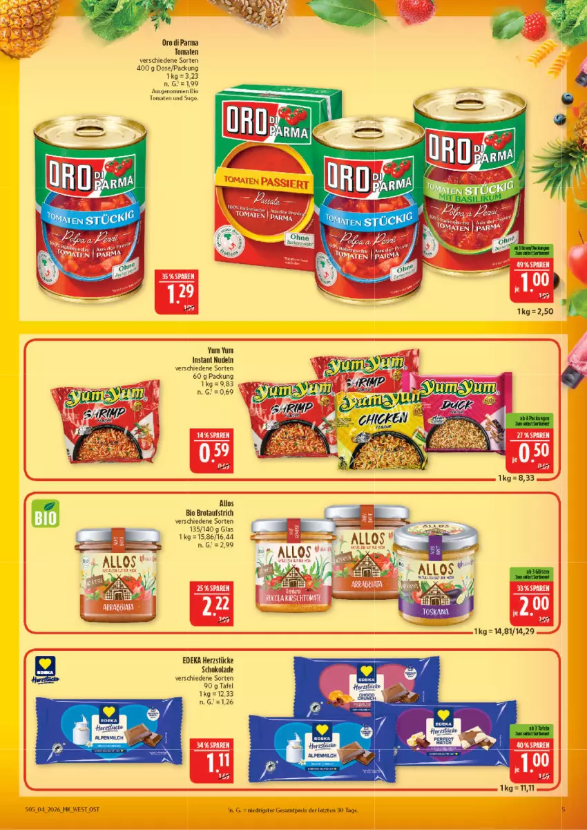 Aktueller Prospekt Marktkauf - Prospekt - von 18.01 bis 24.01.2026 - strona 5 - produkty: aufstrich, bio, brot, brotaufstrich, deka, eis, nudel, nudeln, oro di parma, reis, schoko, Sugo, tomate, tomaten, Yum Yum, ZTE