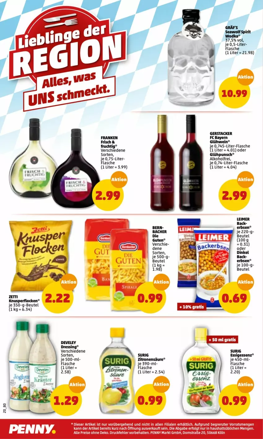 Aktueller Prospekt Penny - Prospekte - von 13.12 bis 18.12.2021 - strona 20 - produkty: alkohol, bett, beutel, develey, dressing, eimer, erbsen, essig, flasche, frucht, Glühwein, HP, Knusperflocken, leimer, LG, tee, Ti, wein, zitrone, zitronen, ZTE