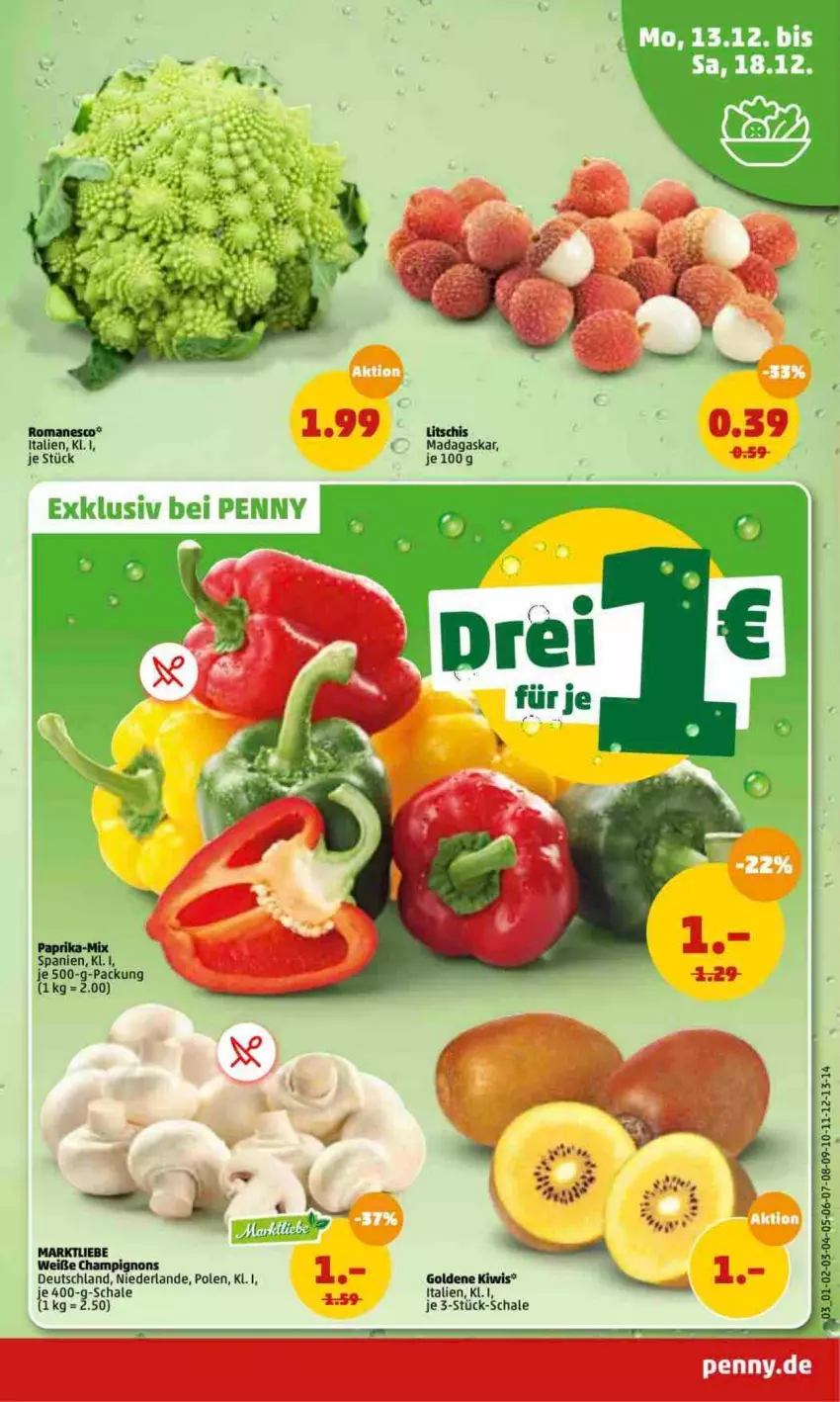 Aktueller Prospekt Penny - Prospekte - von 13.12 bis 18.12.2021 - strona 3 - produkty: champignon, champignons, kiwi, Schal, Schale