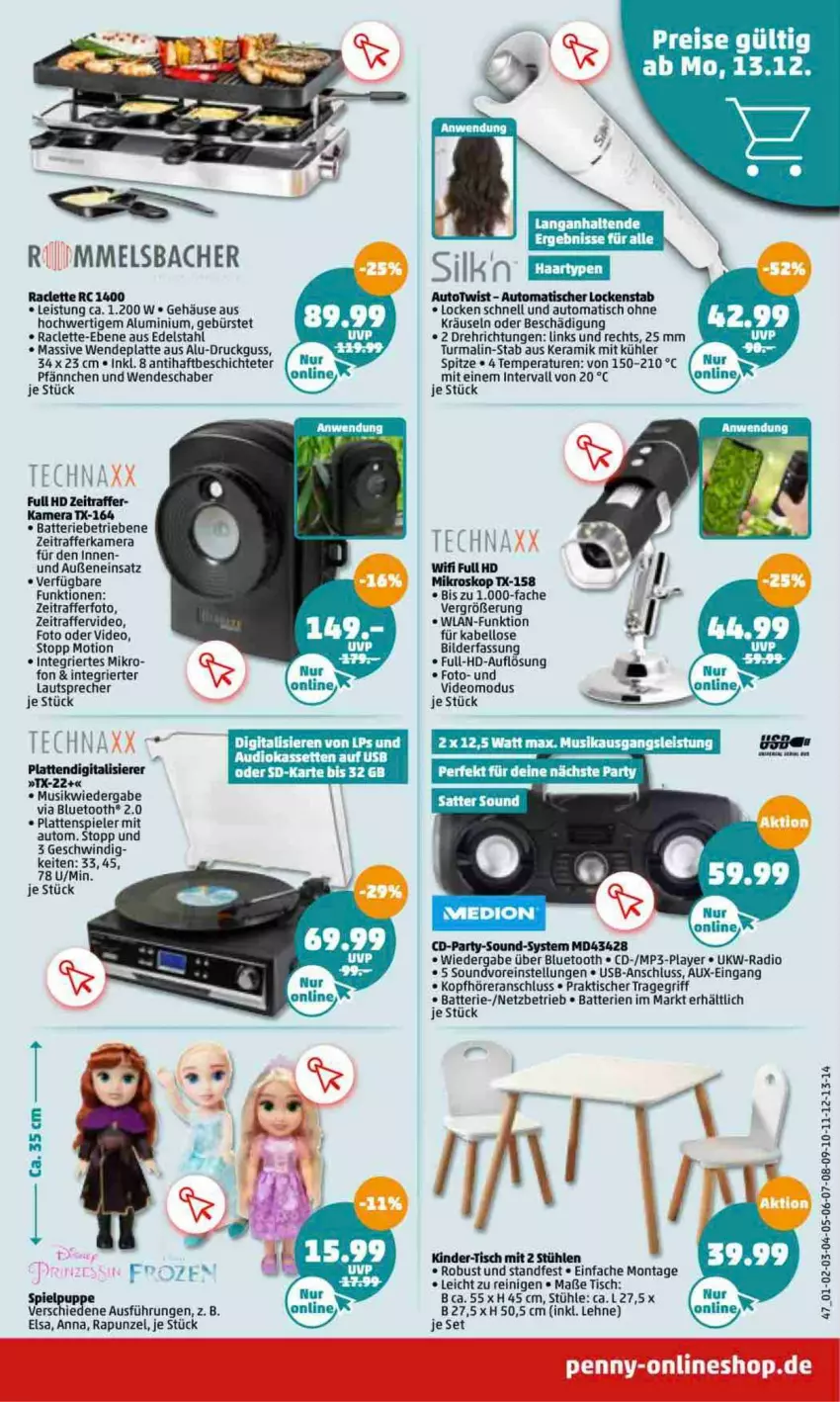 Aktueller Prospekt Penny - Prospekte - von 13.12 bis 18.12.2021 - strona 35 - produkty: auto, batterie, batterien, bürste, deo, edelstahl, eis, kamera, Kinder, kopfhörer, latte, lautsprecher, Lockenstab, Mp3, Radio, Spiele, Stühl, Ti, tisch, tragegriff, tuc, usb