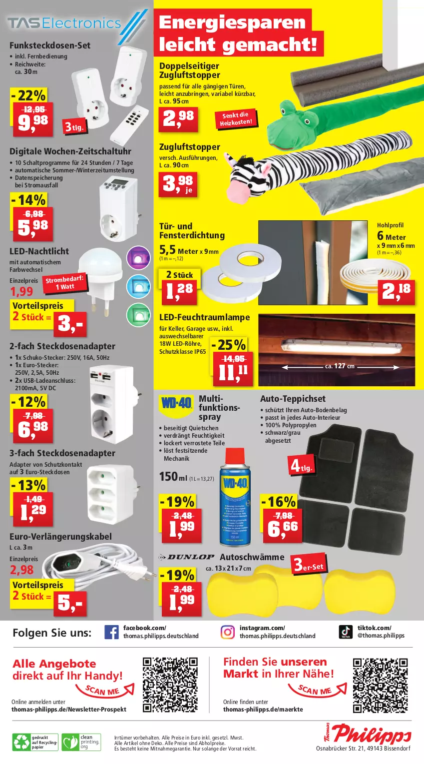 Aktueller Prospekt Thomas Philipps - Prospektwerbung - von 10.10 bis 15.10.2022 - strona 12 - produkty: abholpreise, adapter, alle preise sind abholpreise, angebot, angebote, auto, Clin, eis, elle, fenster, fernbedienung, Handy, Lampe, LG, mac, Maus, Nachtlicht, papier, passend für alle, reis, Ria, ring, Schal, steckdose, Steckdosenadapter, teppich, Ti, tisch, topper, uhr, usb, vorteilspreis, Zugluftstopper