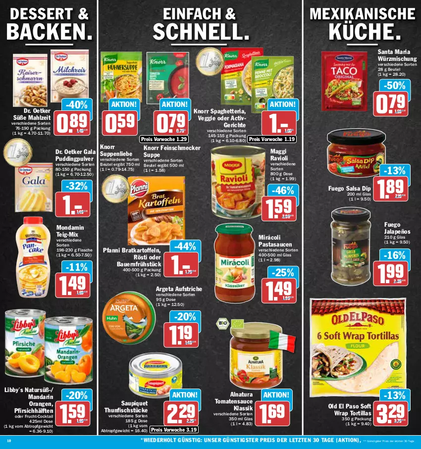 Aktueller Prospekt Aez - Prospekte - von 30.05 bis 03.06.2023 - strona 10 - produkty: auer, aufstrich, Bau, Bauer, beutel, cocktail, dessert, dip, Dr. Oetker, eis, feinschmecker, fisch, flasche, frucht, jalapeño, kartoffel, kartoffeln, knorr, maggi, Mirácoli, mondamin, natur, natura, orange, orangen, pasta, pfanni, pfirsich, pudding, ravioli, reis, Ria, Salsa, sauce, saucen, saupiquet, suppe, suppen, suppenliebe, thunfisch, Ti, tomate, tomaten, tomatensauce, tortilla, tortillas, veggie, wrap, ZTE