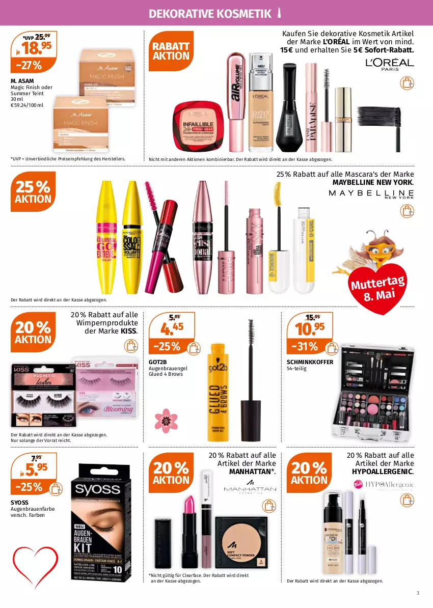 Aktueller Prospekt Mueller - Müller Prospekt - von 02.05 bis 07.05.2022 - strona 3 - produkty: eis, elle, Engel, Finish, got2b, koffer, kosmetik, Mascara, Maybelline, reis, sofort-rabatt, syoss, teller, Ti, Yo