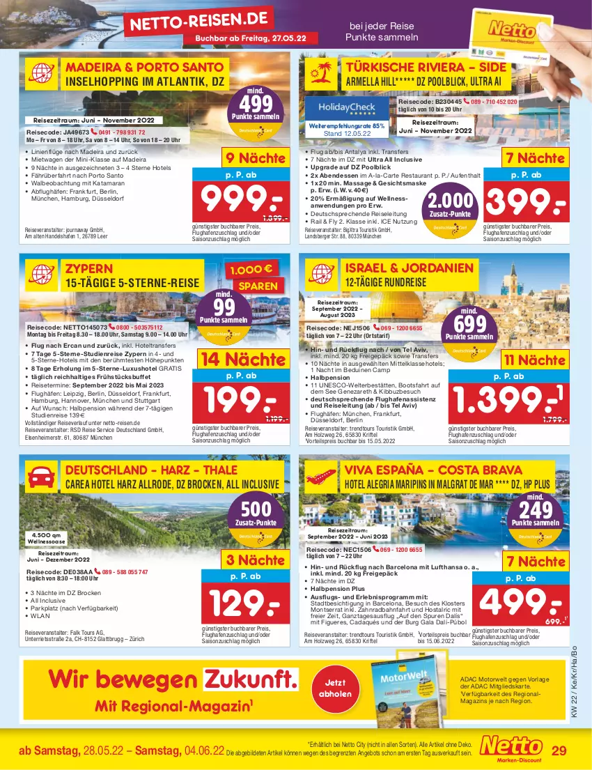 Aktueller Prospekt Netto Marken-Discount - Filial-Angebote - von 30.05 bis 04.06.2022 - strona 29 - produkty: angebot, Berger, Brock, buch, eier, eimer, eis, Gesichtsmaske, Holz, HP, Jordan, LG, magazin, Maske, pool, reis, reiseveranstalter, reiseverlauf, Ria, rwe, Ti, trendtours touristik gmbh, uhr, vorteilspreis, ZTE