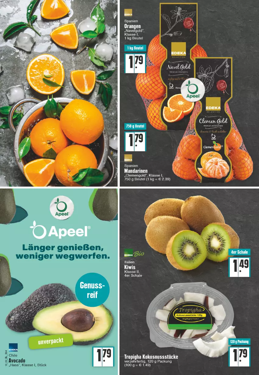 Aktueller Prospekt Edeka - Angebote der Woche - von 28.03 bis 02.04.2022 - strona 4 - produkty: beutel, deka, kokos, kokosnuss, LG, mandarine, mandarinen, nuss, orange, orangen, Schal, Schale, Ti