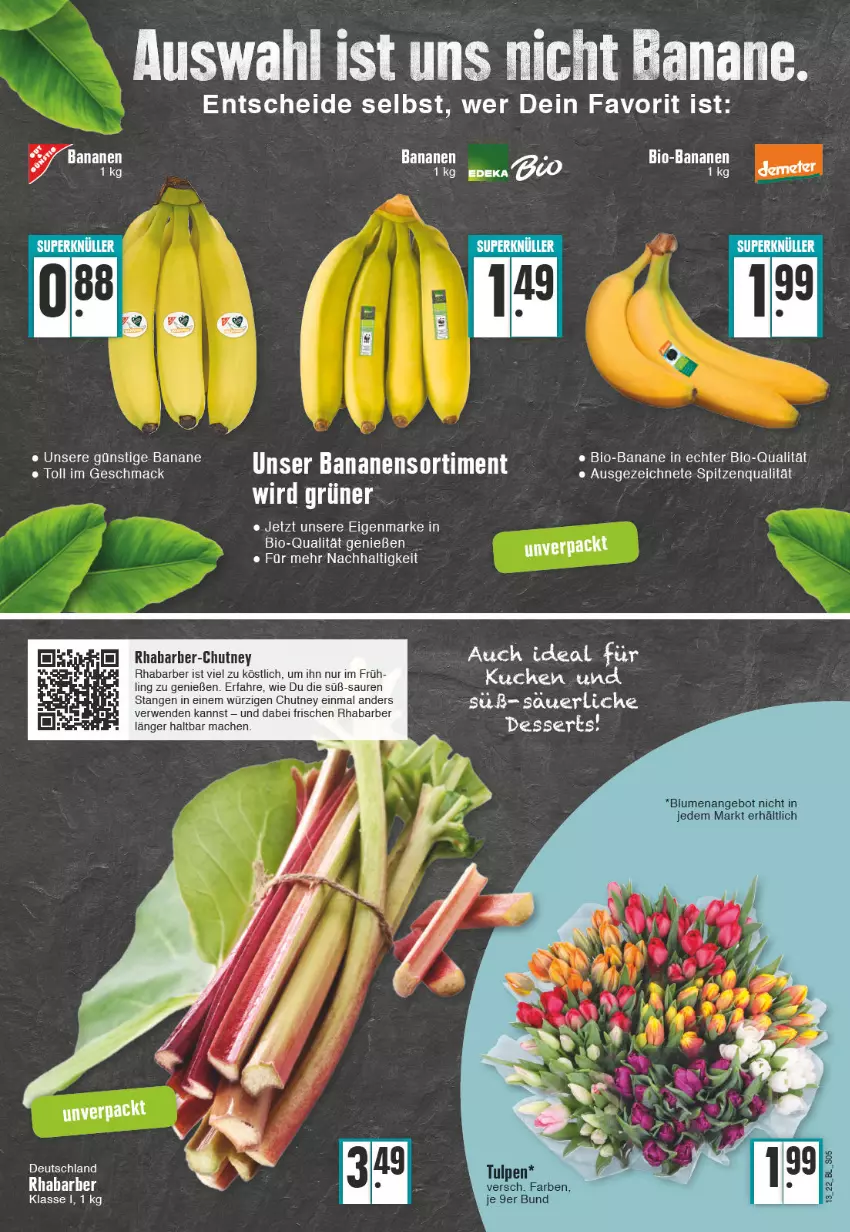 Aktueller Prospekt Edeka - Angebote der Woche - von 28.03 bis 02.04.2022 - strona 5 - produkty: angebot, banane, bananen, bio, bio-bananen, blume, blumen, deka, dessert, desserts, edeka bio, kuchen, mac, rhabarber, rwe, spitzenqualität, Ti