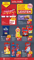 Gazetka promocyjna Aldi Nord - Von Montag - Gazetka - ważna od 02.09 do 02.09.2023 - strona 26 - produkty: aldi, alpenmilch, angebot, angebote, beutel, Cap, chips, creme, deo, eis, elle, flasche, klarspüler, kuchen, lorenz, milch, milka, pril, reiniger, reis, schoko, schokolade, snack, somat, spülmittel, teller, Ti
