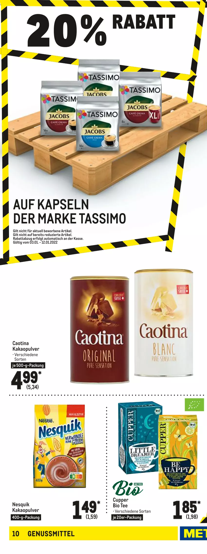 Aktueller Prospekt Metro - Food - von 03.01 bis 12.01.2022 - strona 18 - produkty: auto, bio, bohne, caffè crema, dallmayr, dolce gusto, espresso, intenso, kaffee, kakao, LG, melitta, Nescafé, nesquik, nuss, röstkaffee, sim, tassimo, tee, teekanne, Ti, tisch